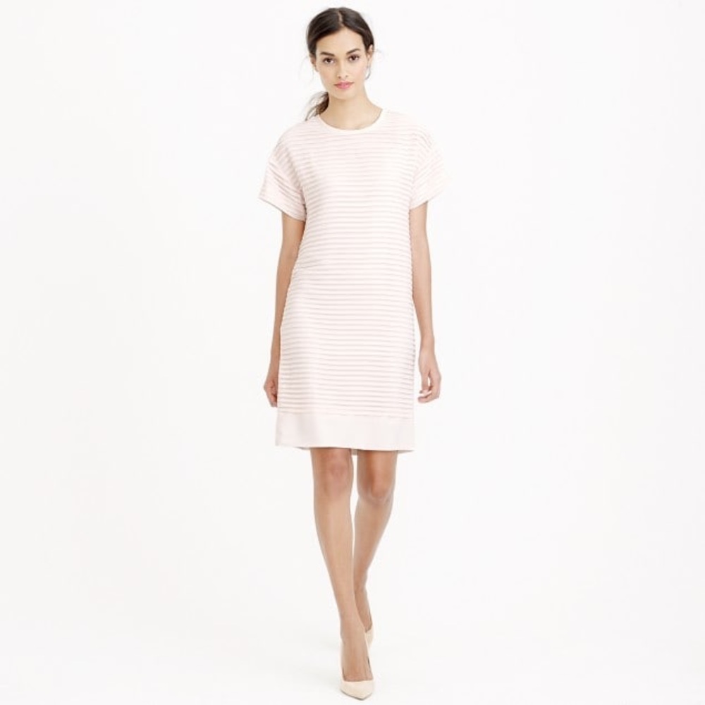 J.Crew pleated chiffon blush T-shirt dress