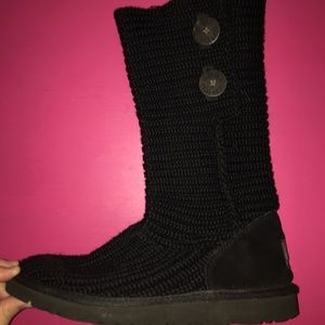 Black knit Uggs with buttons - women's size 6