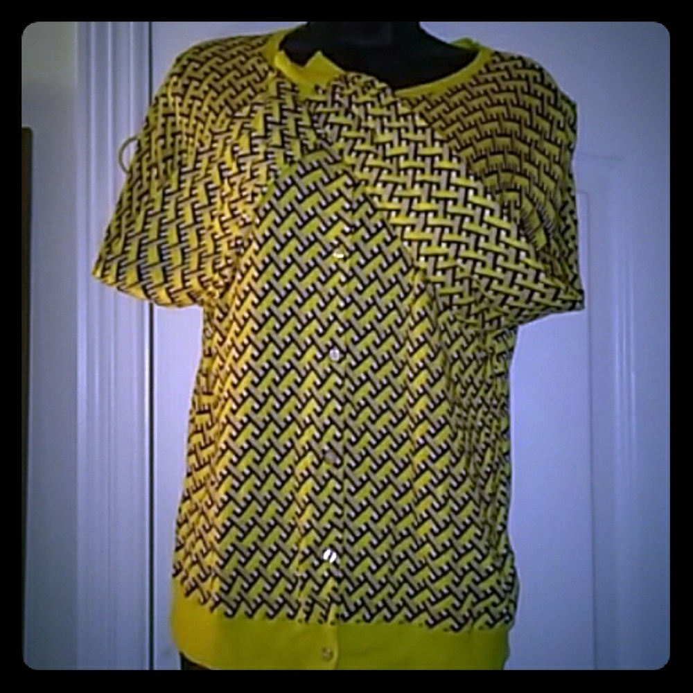 Long sleeve Yellow Tan &Green sweater