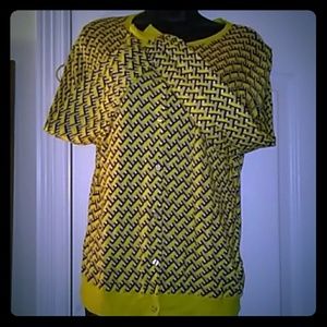 Long sleeve Yellow Tan &Green sweater