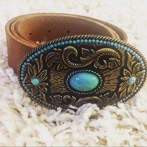 Turquoise leather belt