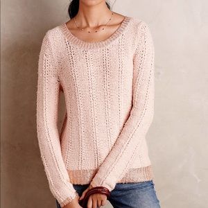 Anthropologie pink sweater with metallic pink