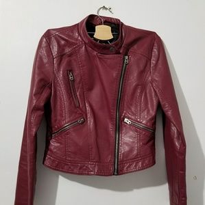 Cropped Faux Leather Jacket