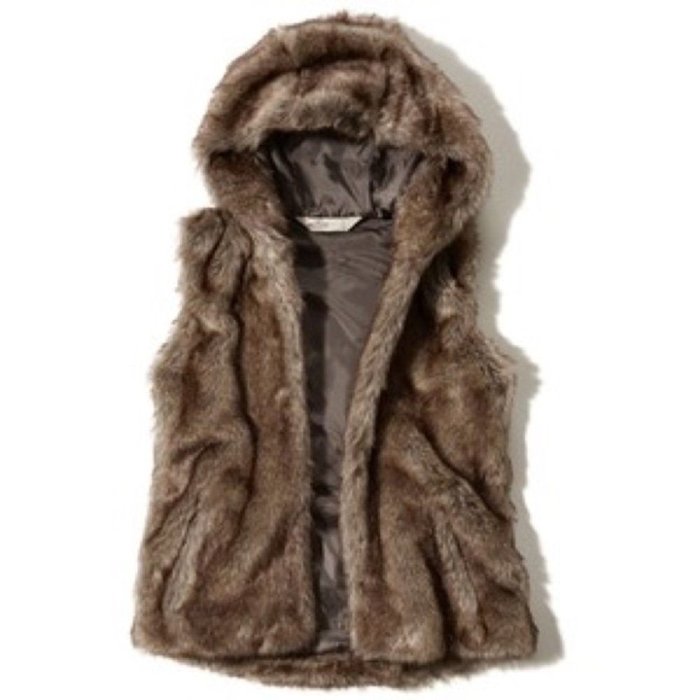 Hollister Faux Fur Hooded Vest