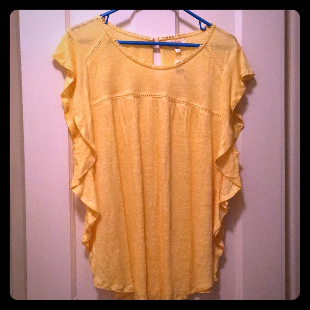 Anthropologie yellow linen shirt