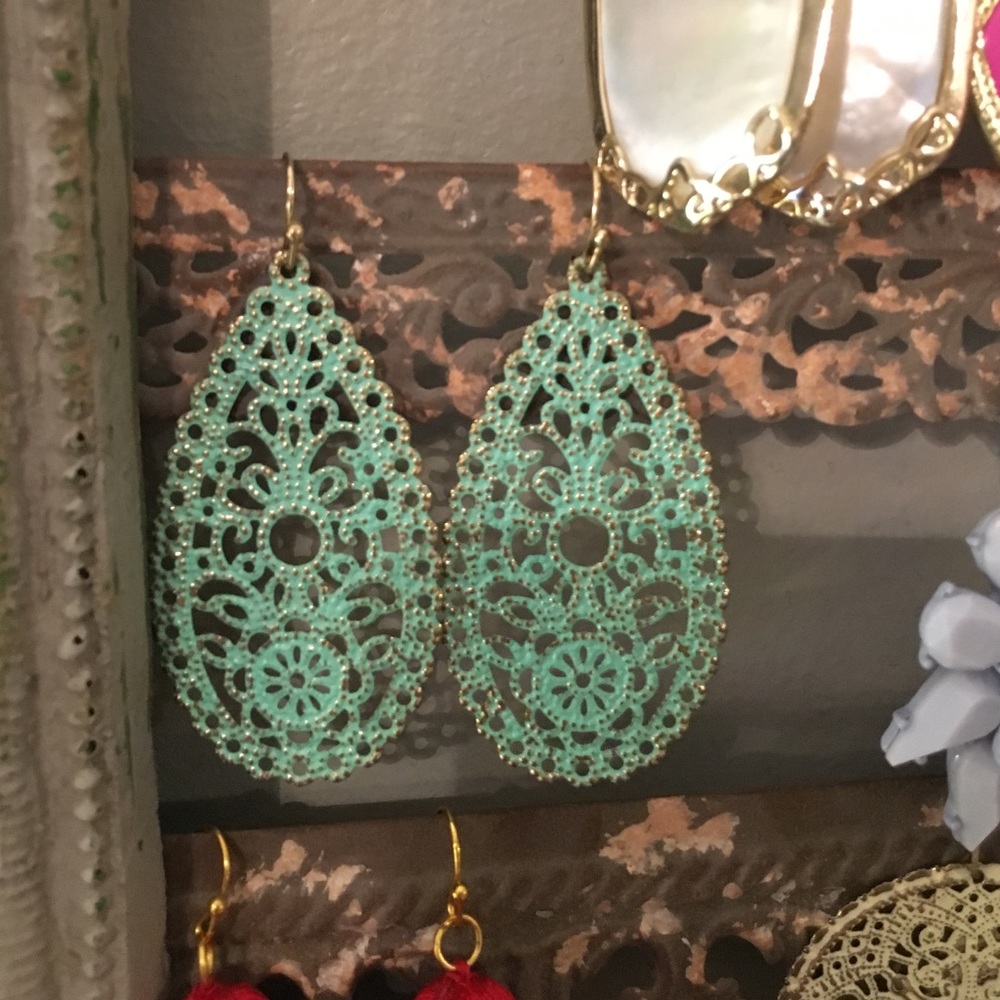 NWOT mint and gold earrings