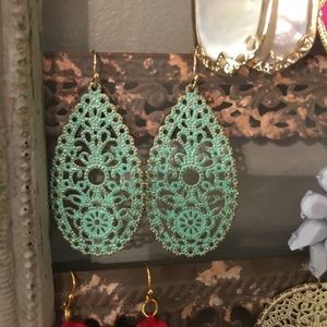 NWOT mint and gold earrings