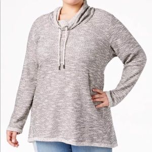 Style & Co Funnel-Neck Space-Dyed Top in 1X 2x