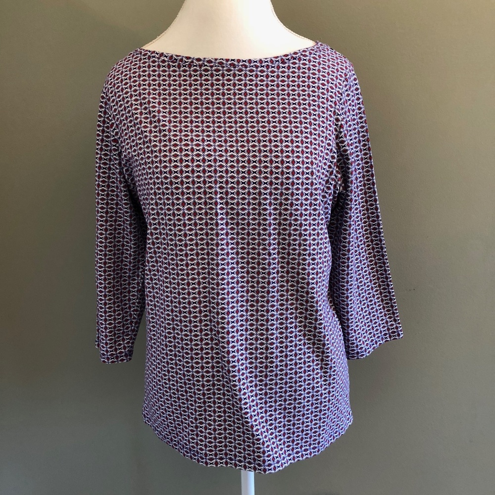 Talbots Red & Blue Patterned Top