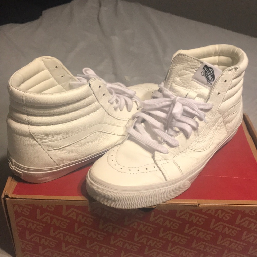 Premium leather true white vans