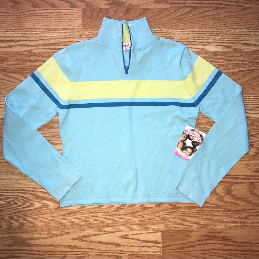 Blue long sleeve zip up mock neck NWT top