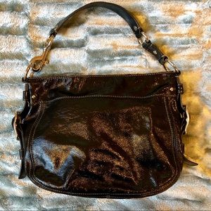 Coach Black Patent Leather Zoe Shoulder Bag
