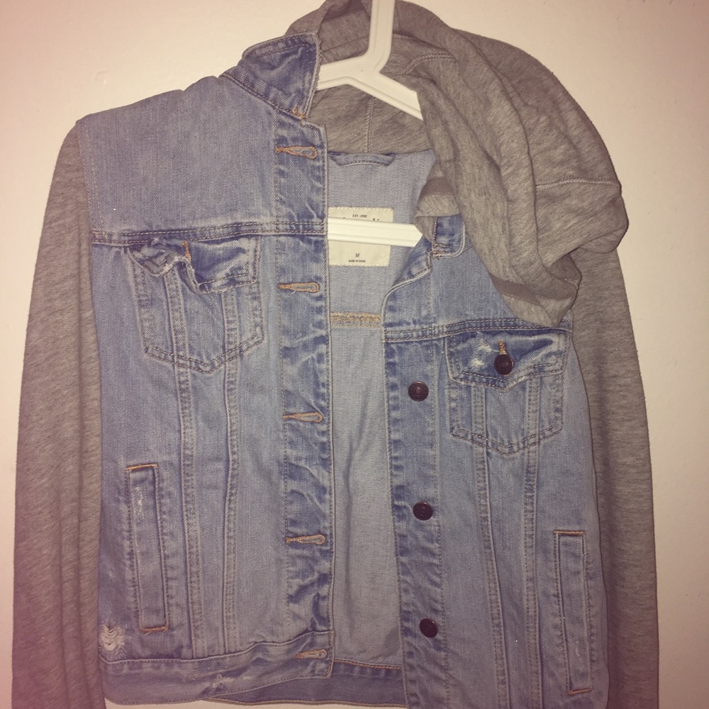 denim sweater hooded jacket