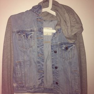 denim sweater hooded jacket