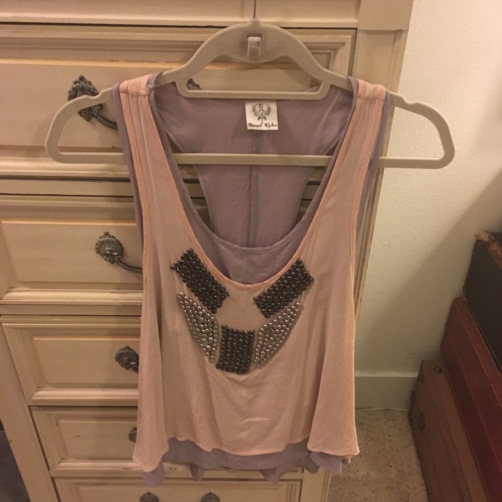 Relaxed Racerback Tank w Beads