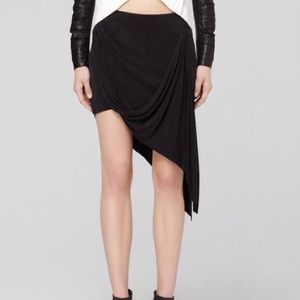 Black Helmet Lang Asymmetrical Skirt