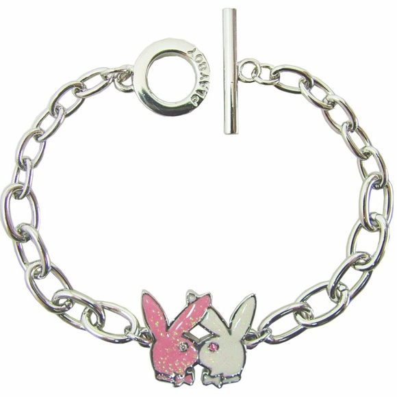 Playboy Bracelet Kissing Bunny Pink Enamel Crystal Toggle Clasp y2k NEW NWT NIB - Picture 6 of 8