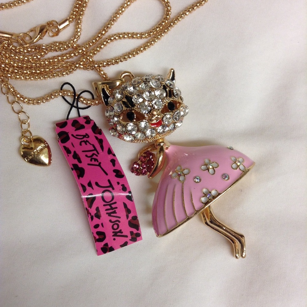 Cute Cat Crystal Pendant Necklace Pink Enamel