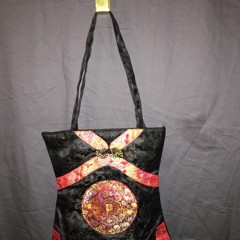 Black,Gold & Red Traditional Inspired Asian Tote - Picture 2 of 5