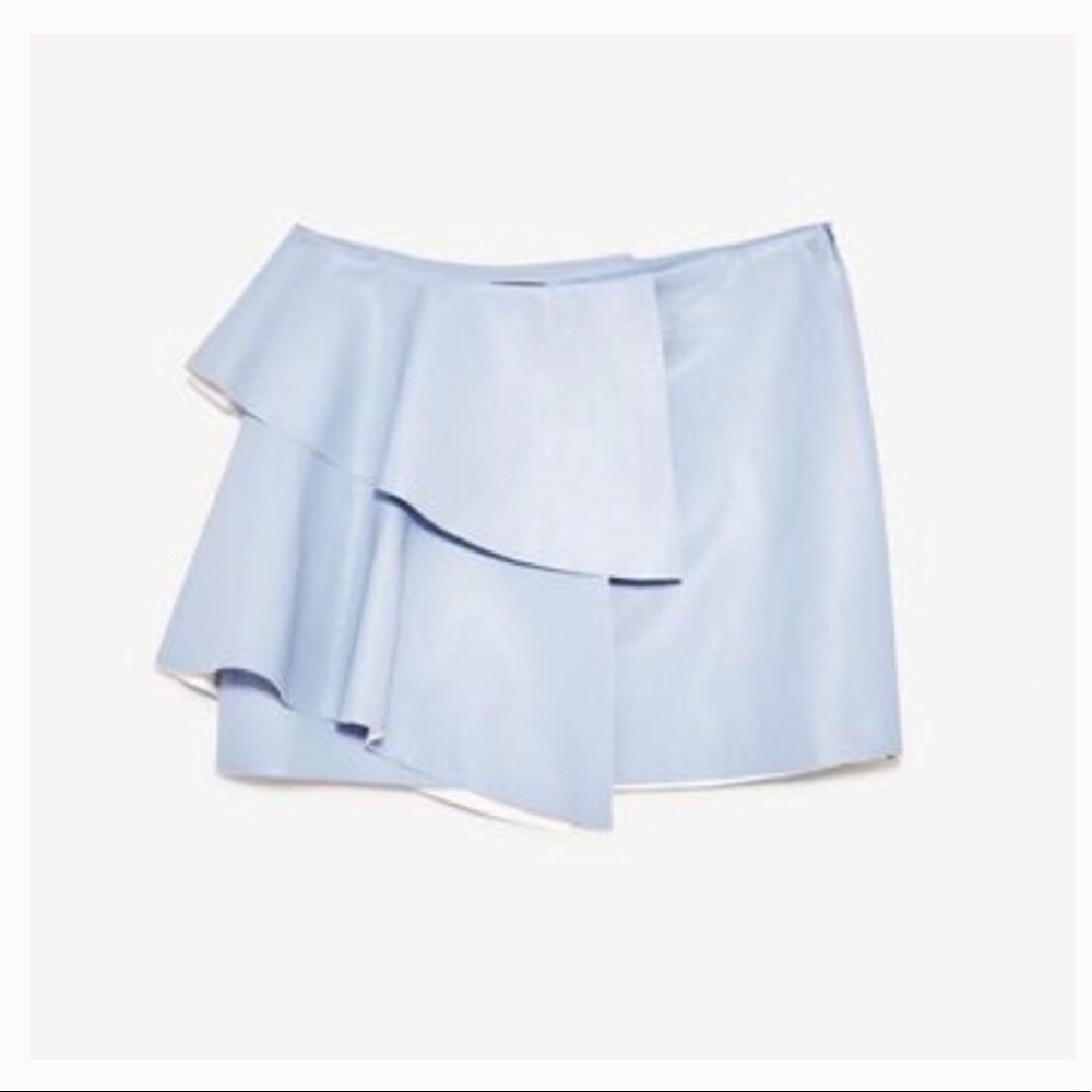 Zara powder blue leather skirt L