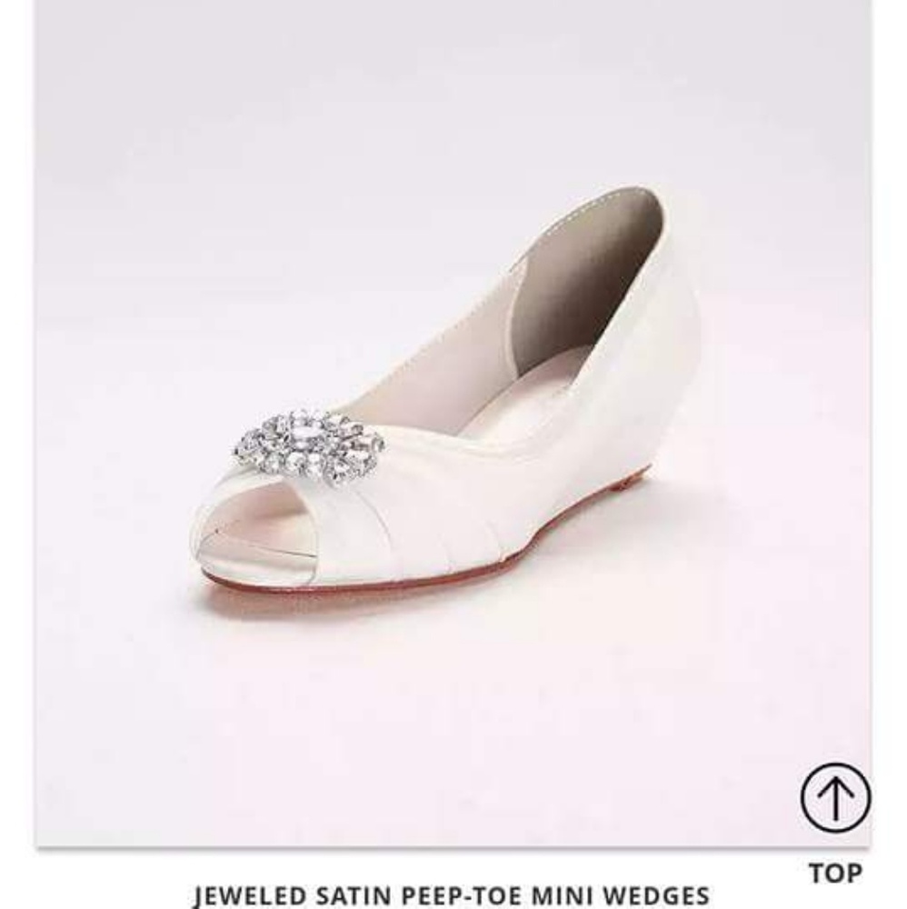 Jeweled Satin Peep-toe Mini Wedge