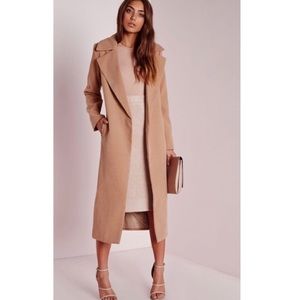 MISSGUIDED camel wool coat