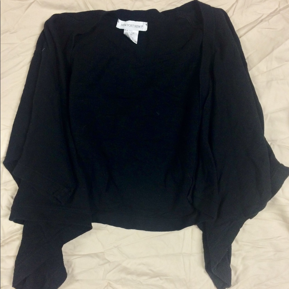Cropped Black Draping Cardigan