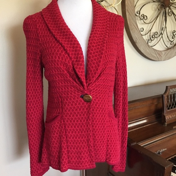 Anthropologie Sweaters - Anthropologie Size Medium Red Cardigan Sweater