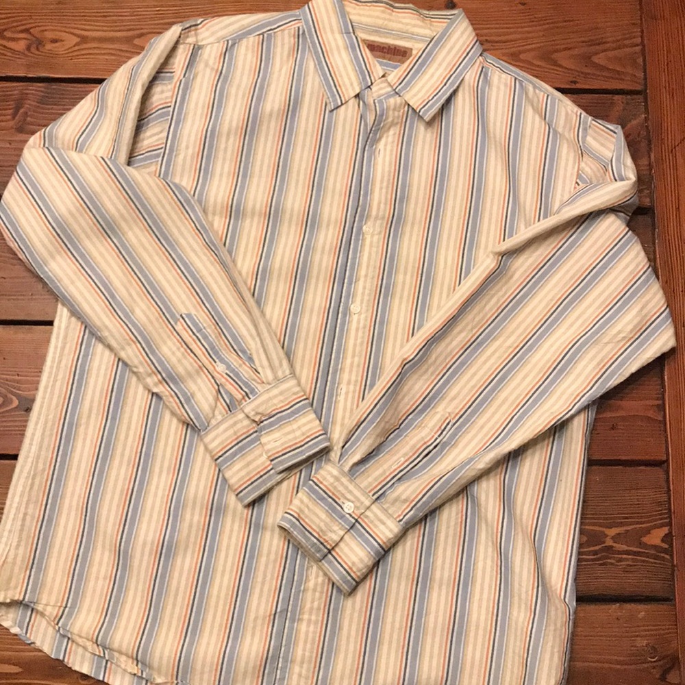 Men's Machine blue, tan & orange Button down