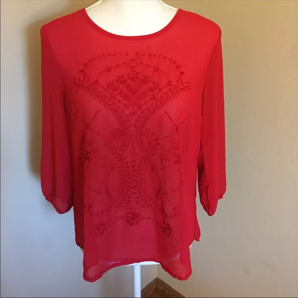 Forgotten Grace red Blouse, size S.