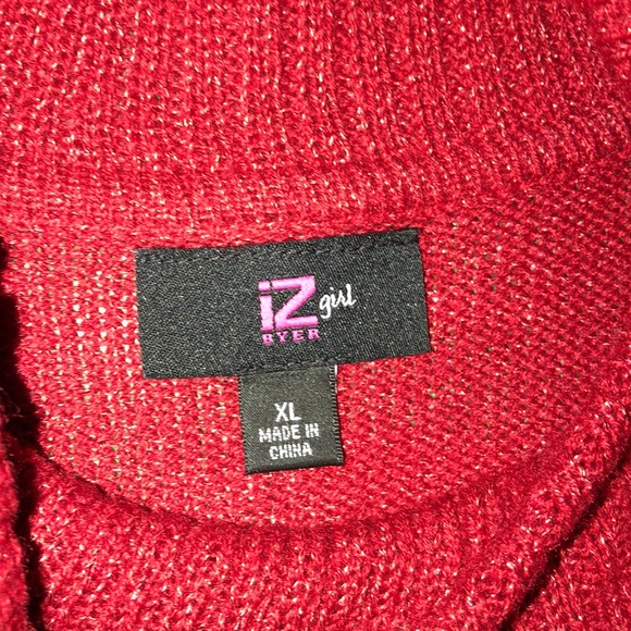 IZ BYER GIRL | RED SPARKLY TURTLENECK CHRISTMAS DRESS W\ BELT - Picture 3 of 6