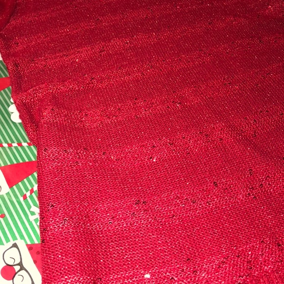 IZ BYER GIRL | RED SPARKLY TURTLENECK CHRISTMAS DRESS W\ BELT - Picture 4 of 6