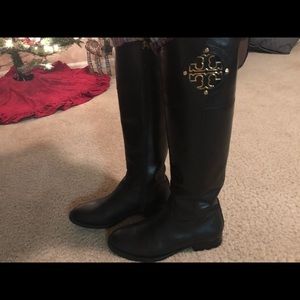 TORY BURCH BLACK KIERNAN RIDING BOOTS SIZE 7