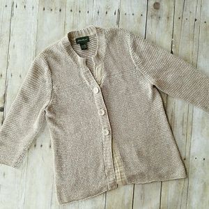 Eddie Bauer womens tan and cream cardigan