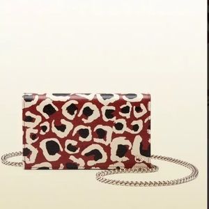 Gucci leopard red & black chain wallet cross-body