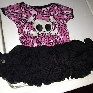 Pink and black skull dress
