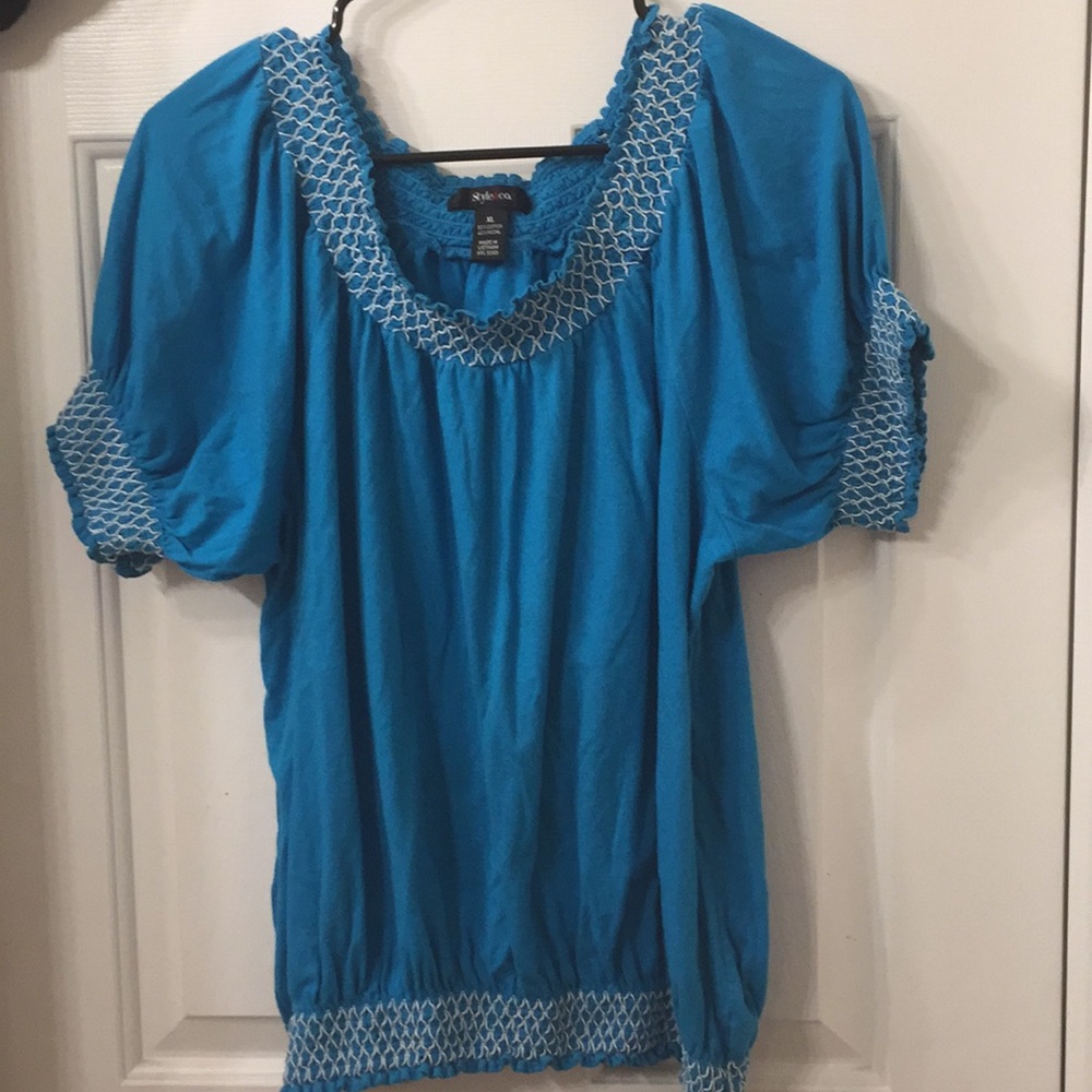 Boho top bright blue sz xl!!! Bnwot!!