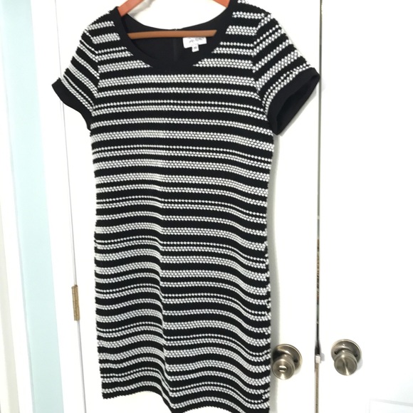 AMY MATTO Wool Serena Shift Dress M Black & White - Picture 1 of 7