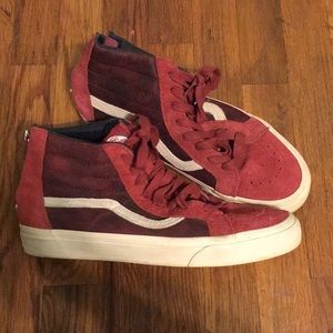 red suede sk-8 hi vans