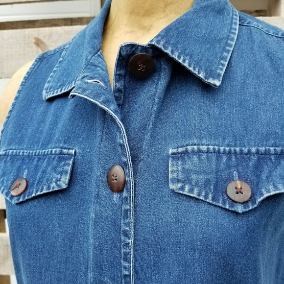 Talbots long denim jean vest - Picture 2 of 7