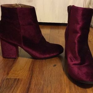 velvet high heeled booties