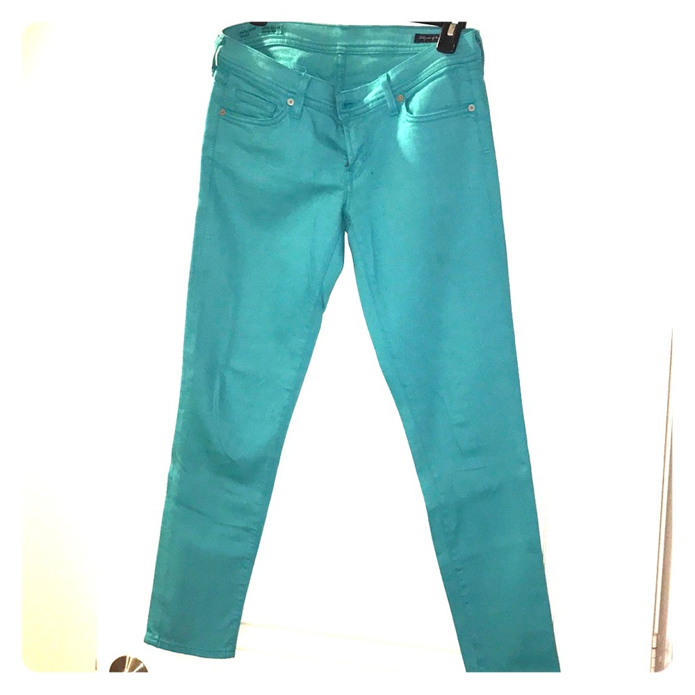 Turquoise Citizens of Humanity Skinny Crop Jeans