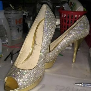 Tan sparkle heels