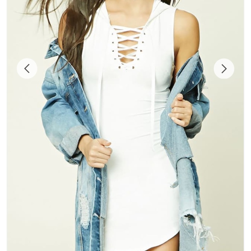 Faux suede lace up hooded mini dress