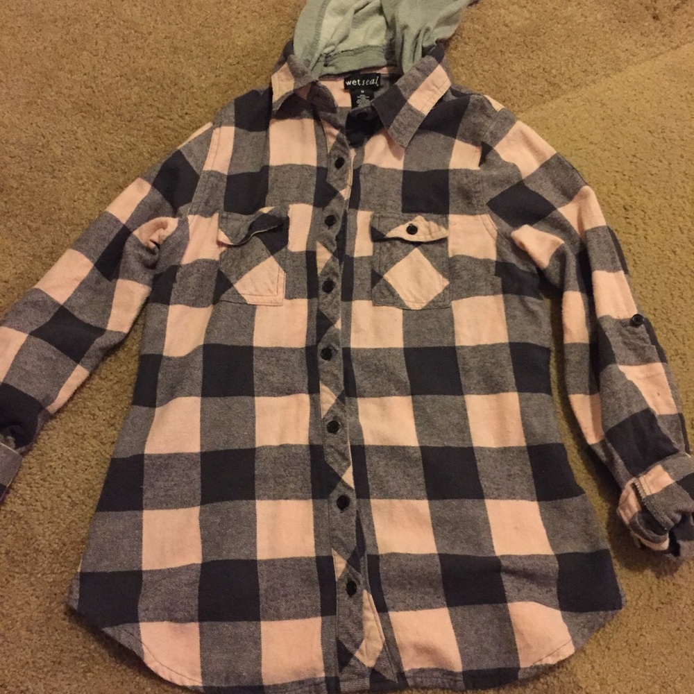 Wet Seal Hooded Flannel