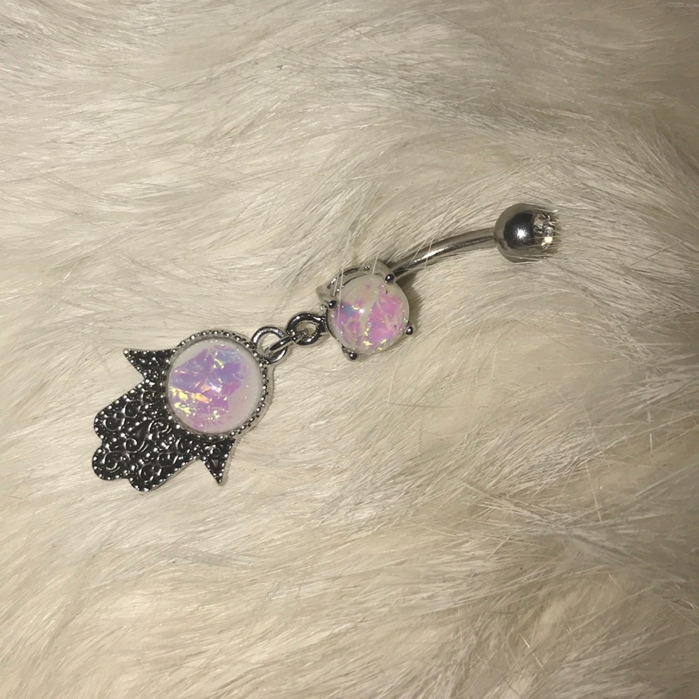 Opal hamsa hand bellybutton ring💕