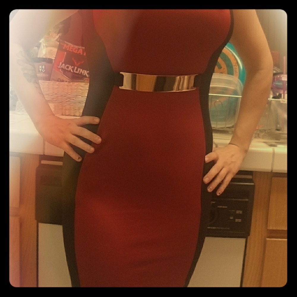 Red and black dress