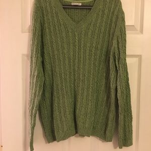 XL Sage Green Cable-knit V-neck sweater