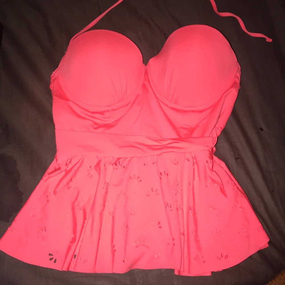coral peplum style tankini top!
