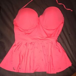 coral peplum style tankini top!